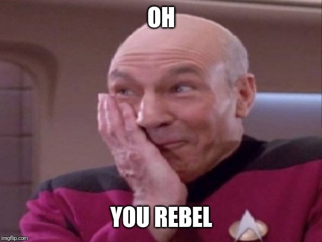 Picard Oh My | OH YOU REBEL | image tagged in picard oh my | made w/ Imgflip meme maker