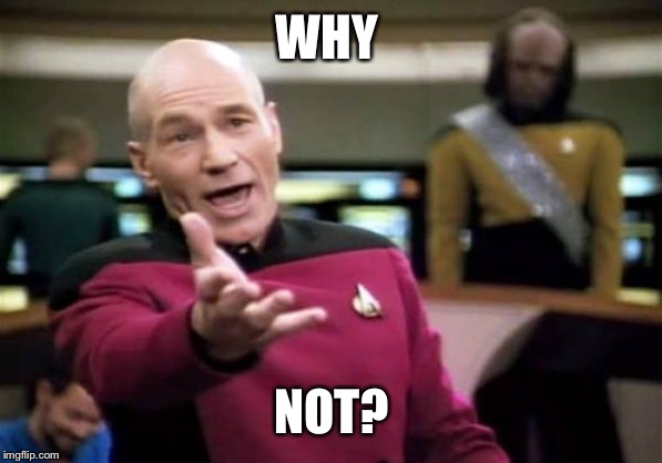 Picard Wtf Meme | WHY NOT? | image tagged in memes,picard wtf | made w/ Imgflip meme maker