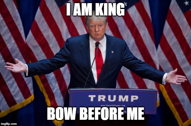 Donald Trump | I AM KING; BOW BEFORE ME | image tagged in donald trump | made w/ Imgflip meme maker