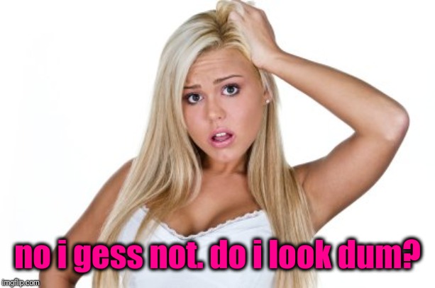 Dumb Blonde | no i gess not. do i look dum? | image tagged in dumb blonde | made w/ Imgflip meme maker