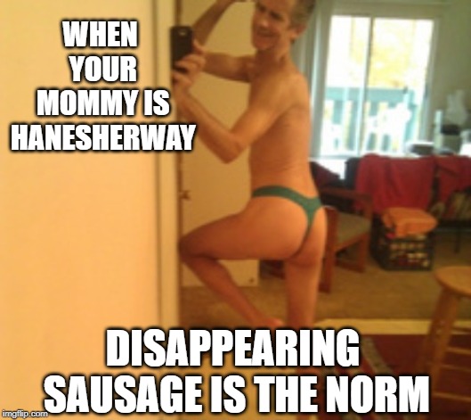 WHEN YOUR MOMMY IS HANESHERWAY DISAPPEARING SAUSAGE IS THE NORM | made w/ Imgflip meme maker