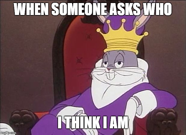 Bugs Bunny | WHEN SOMEONE ASKS WHO; I THINK I AM | image tagged in bugs bunny | made w/ Imgflip meme maker