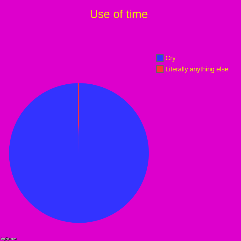 Use of time | Literally anything else, Cry | image tagged in charts,pie charts | made w/ Imgflip chart maker