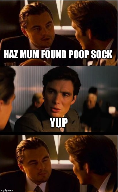 Inception | HAZ MUM FOUND POOP SOCK; YUP | image tagged in memes,inception | made w/ Imgflip meme maker
