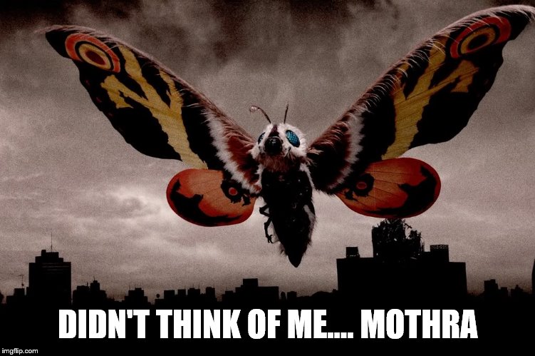 Mothra | DIDN'T THINK OF ME.... MOTHRA | image tagged in mothra | made w/ Imgflip meme maker