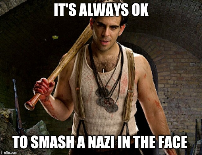 alt right zionazis only understand when you beat their face into the curb | IT'S ALWAYS OK; TO SMASH A NAZI IN THE FACE | image tagged in troll smasher | made w/ Imgflip meme maker