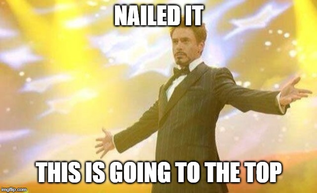 When You Nail It | NAILED IT THIS IS GOING TO THE TOP | image tagged in when you nail it | made w/ Imgflip meme maker