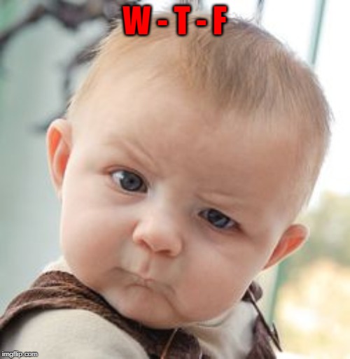 Skeptical Baby Meme | W - T - F | image tagged in memes,skeptical baby | made w/ Imgflip meme maker