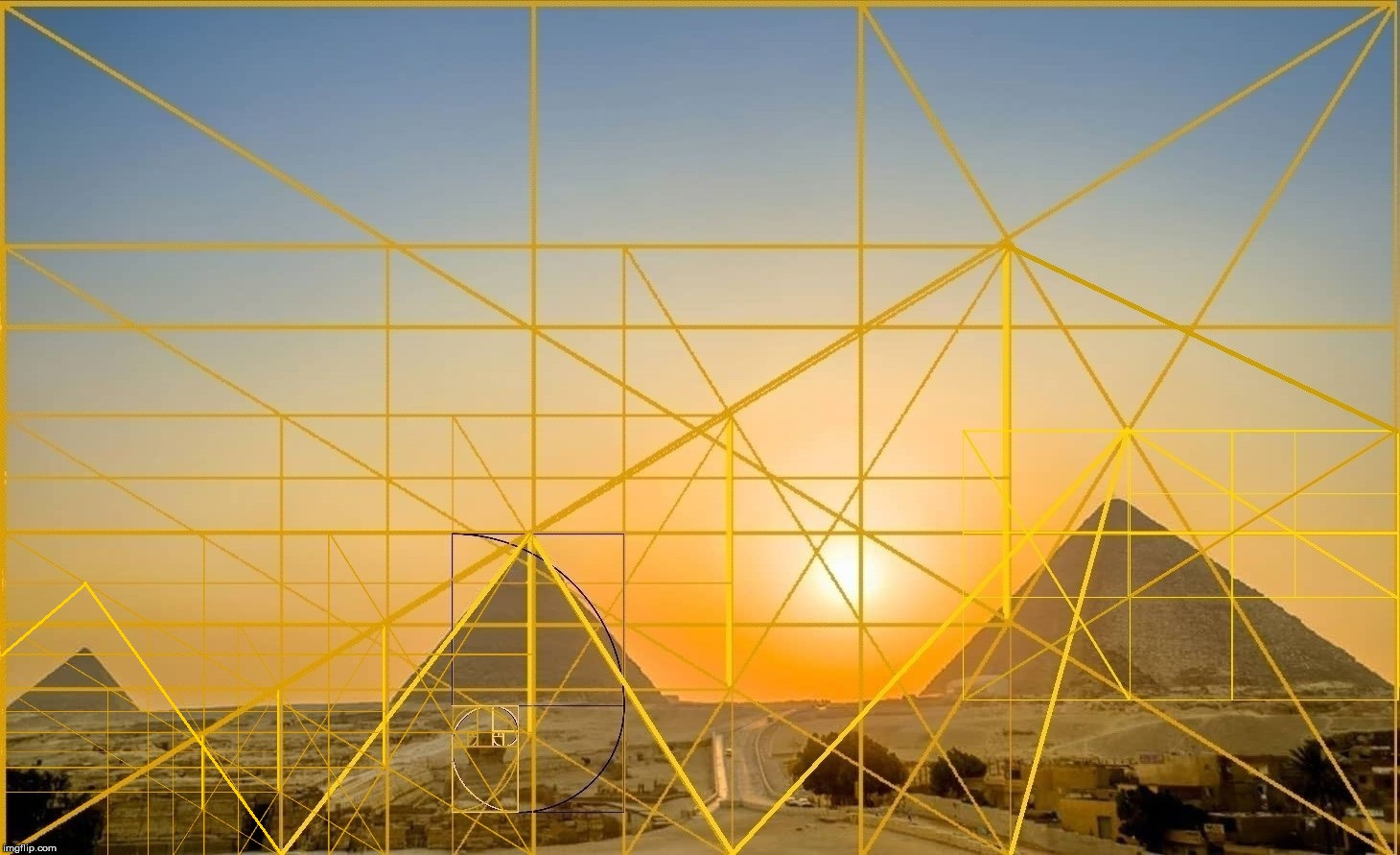 The Giza Necropolis and the Golden Ratio. | image tagged in the golden ratio,egypt,the giza necropolis,the great sphinx,the pyramids | made w/ Imgflip meme maker