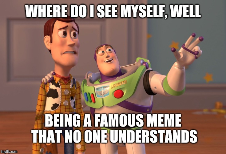 Where do I see myself | WHERE DO I SEE MYSELF, WELL; BEING A FAMOUS MEME THAT NO ONE UNDERSTANDS | image tagged in memes,x x everywhere | made w/ Imgflip meme maker