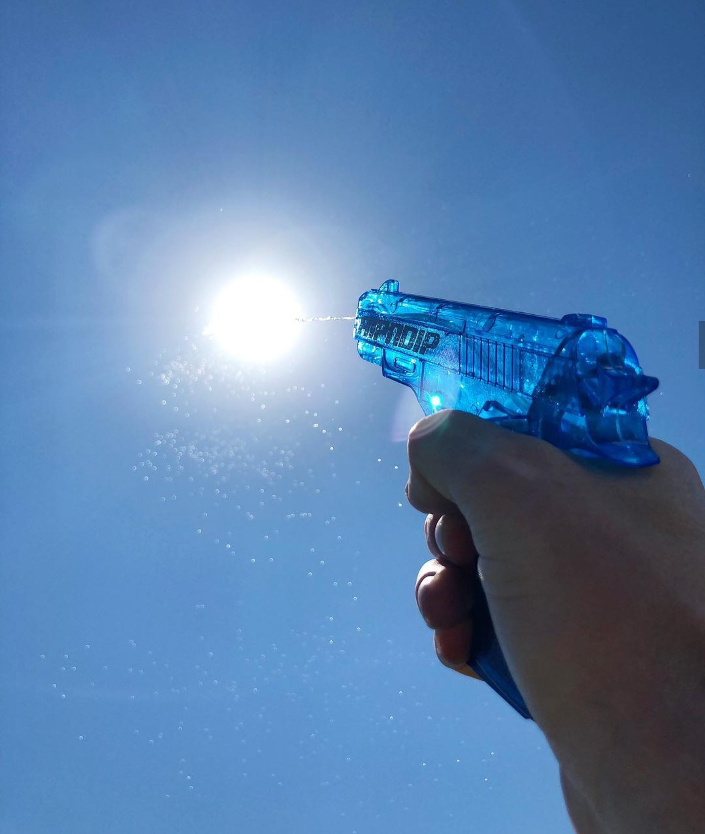 High Quality Shooting the sun with water Blank Meme Template
