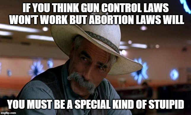 conservatives and their "logic" | IF YOU THINK GUN CONTROL LAWS WON'T WORK BUT ABORTION LAWS WILL; YOU MUST BE A SPECIAL KIND OF STUIPID | image tagged in special stupid,conservative hypocrisy,abortion,2nd amendment | made w/ Imgflip meme maker