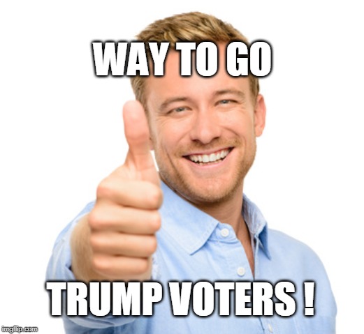 WAY TO GO; TRUMP VOTERS ! | image tagged in trump,republicans | made w/ Imgflip meme maker