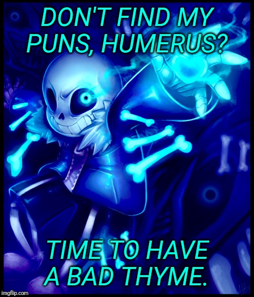Well then... You heard Sans... | DON'T FIND MY PUNS, HUMERUS? TIME TO HAVE A BAD THYME. | image tagged in undertale sans,puns | made w/ Imgflip meme maker