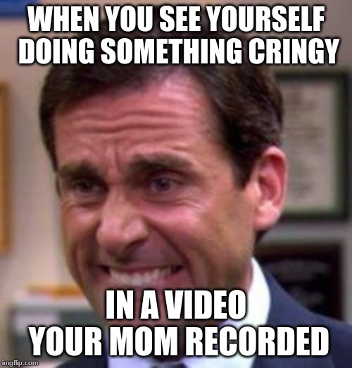 Michael Scott | WHEN YOU SEE YOURSELF DOING SOMETHING CRINGY; IN A VIDEO YOUR MOM RECORDED | image tagged in michael scott | made w/ Imgflip meme maker