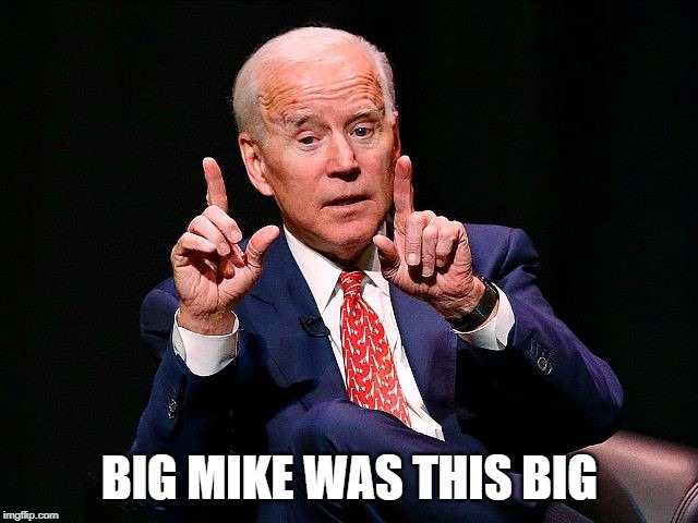 The Big Stick Biden Was Referring To | BIG MIKE WAS THIS BIG | image tagged in joe biden,big mike,michelle obama,barack obama | made w/ Imgflip meme maker