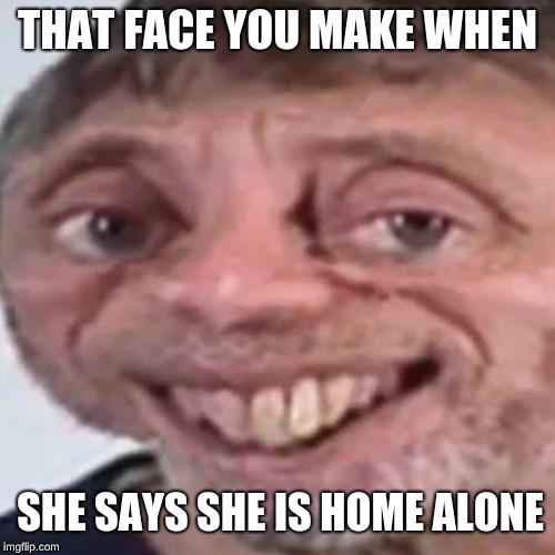 Noice | THAT FACE YOU MAKE WHEN; SHE SAYS SHE IS HOME ALONE | image tagged in noice | made w/ Imgflip meme maker