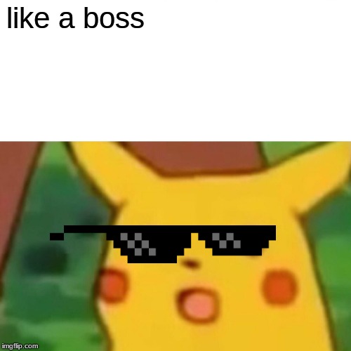 Surprised Pikachu | like a boss | image tagged in memes,surprised pikachu | made w/ Imgflip meme maker