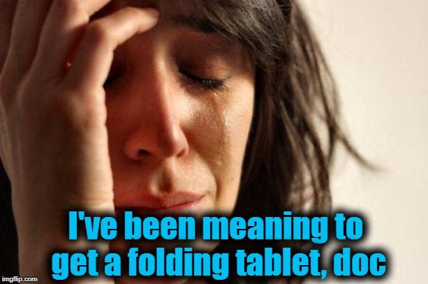 First World Problems Meme | I've been meaning to get a folding tablet, doc | image tagged in memes,first world problems | made w/ Imgflip meme maker