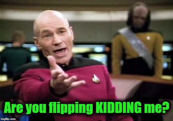 Picard Wtf Meme | Are you flipping KIDDING me? | image tagged in memes,picard wtf | made w/ Imgflip meme maker