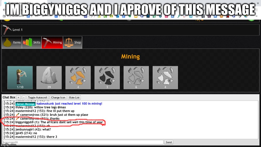 IM BIGGYNIGGS AND I APROVE OF THIS MESSAGE | image tagged in gaming | made w/ Imgflip meme maker