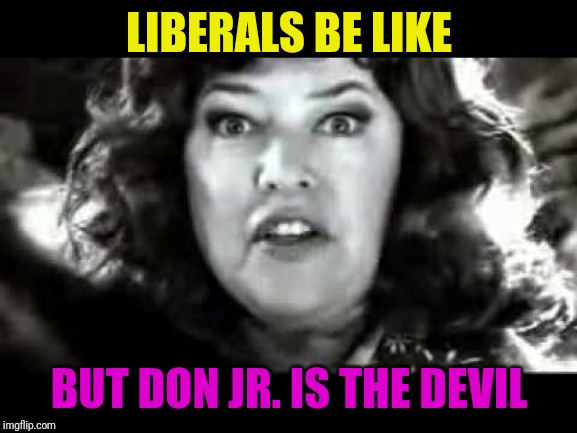 Little Girls Are The Devil | LIBERALS BE LIKE BUT DON JR. IS THE DEVIL | image tagged in little girls are the devil | made w/ Imgflip meme maker