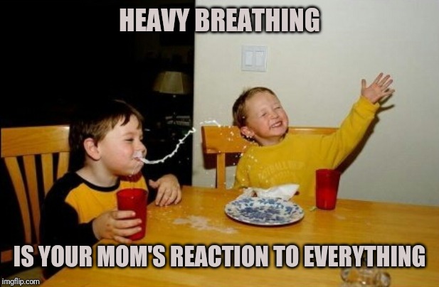 Yo Mamas So Fat Meme | HEAVY BREATHING IS YOUR MOM'S REACTION TO EVERYTHING | image tagged in memes,yo mamas so fat | made w/ Imgflip meme maker