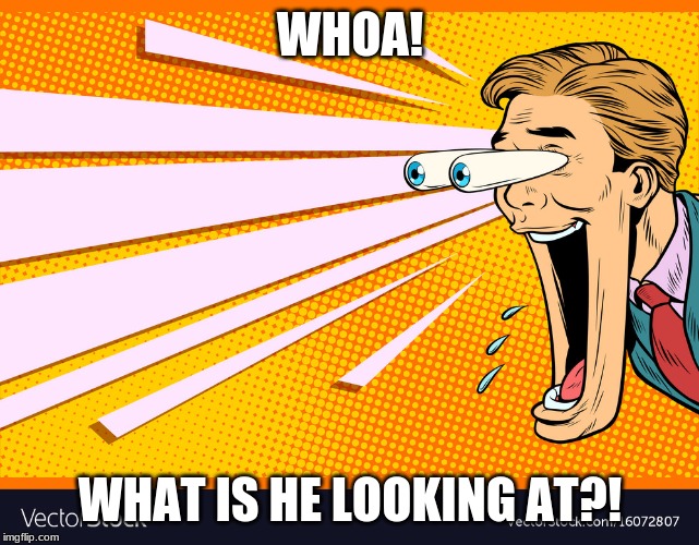 WHAT IS HE LOOKING AT | WHOA! WHAT IS HE LOOKING AT?! | image tagged in eyes | made w/ Imgflip meme maker