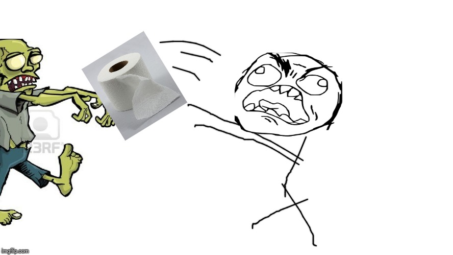 High Quality Rage Face Throwing Toilet Paper At Zombie Blank Meme Template