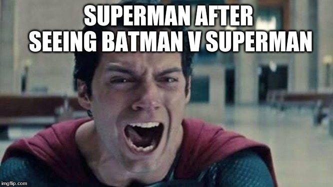 Superman shout | SUPERMAN AFTER SEEING BATMAN V SUPERMAN | image tagged in superman shout | made w/ Imgflip meme maker