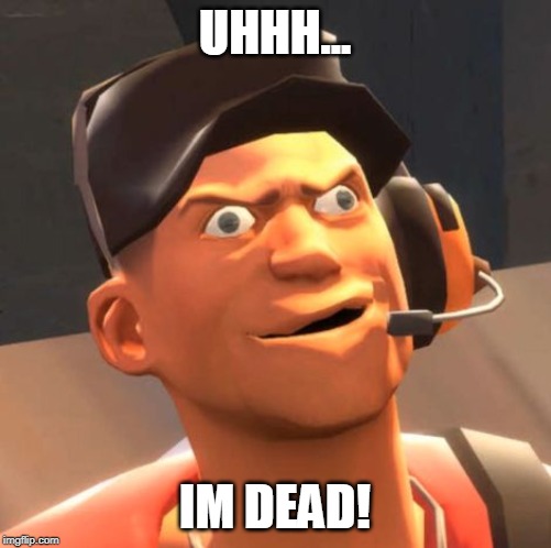 TF2 Scout | UHHH... IM DEAD! | image tagged in tf2 scout | made w/ Imgflip meme maker