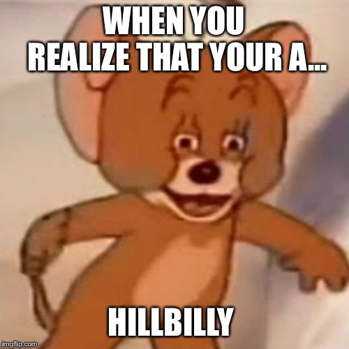 Polish Jerry | WHEN YOU REALIZE THAT YOUR A... HILLBILLY | image tagged in polish jerry | made w/ Imgflip meme maker