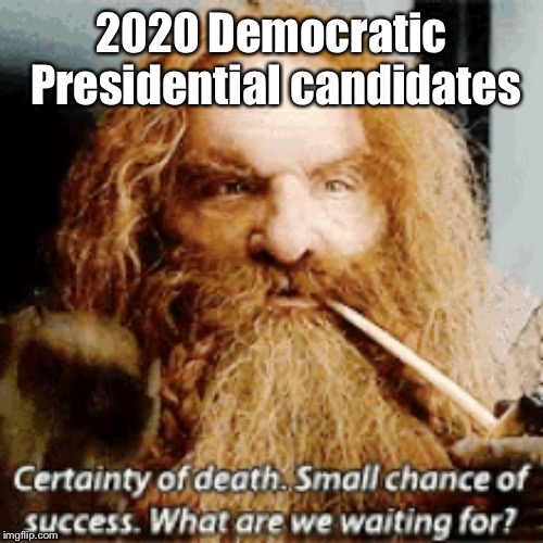 Yet another stunning political decision | 2020 Democratic Presidential
candidates | image tagged in gimlee,democratic presidential candidates,decision making process | made w/ Imgflip meme maker