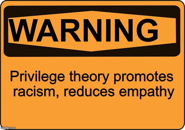 Modern anti-racism training has backfired; MLK's colorblind model worked | Privilege theory promotes racism, reduces empathy | image tagged in privilege theory,white privilege,racism | made w/ Imgflip meme maker