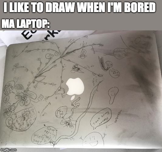 MA LAPTOP:; I LIKE TO DRAW WHEN I'M BORED | image tagged in memes | made w/ Imgflip meme maker