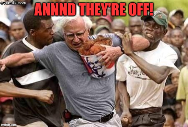 KFC Runner | ANNND THEY'RE OFF! | image tagged in kfc runner | made w/ Imgflip meme maker