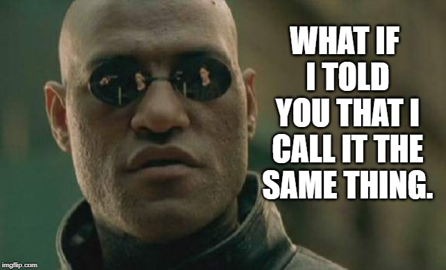 Matrix Morpheus Meme | WHAT IF I TOLD YOU THAT I CALL IT THE SAME THING. | image tagged in memes,matrix morpheus | made w/ Imgflip meme maker