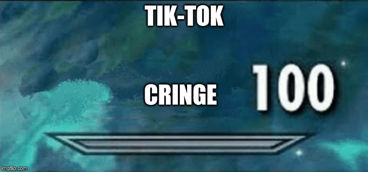 Skyrim skill 100 | TIK-TOK; CRINGE | image tagged in skyrim skill 100 | made w/ Imgflip meme maker