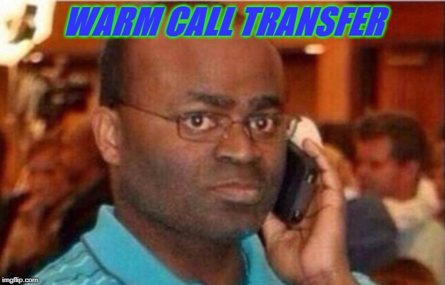 Man on the phone | WARM CALL TRANSFER | image tagged in man on the phone | made w/ Imgflip meme maker