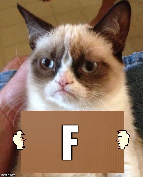 Grumpy Cat Cardboard Sign | F | image tagged in grumpy cat cardboard sign | made w/ Imgflip meme maker