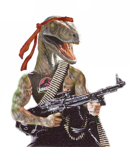 Dinosaur with a gun Blank Meme Template