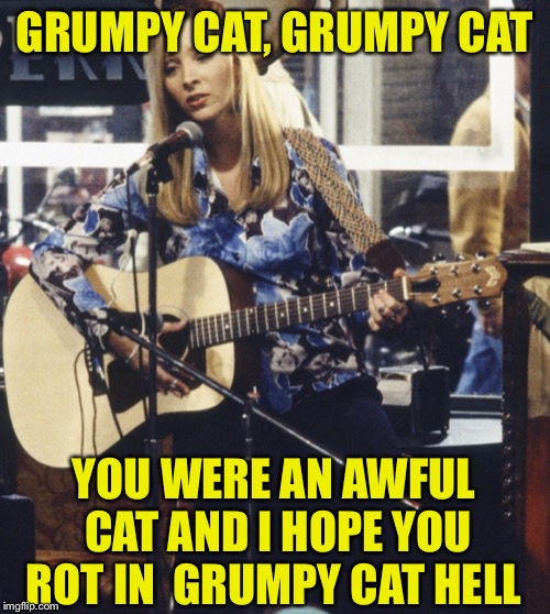 Grumpy cat salute | GRUMPY CAT, GRUMPY CAT; YOU WERE AN AWFUL CAT AND I HOPE YOU ROT IN  GRUMPY CAT HELL | image tagged in grumpy cat salute | made w/ Imgflip meme maker