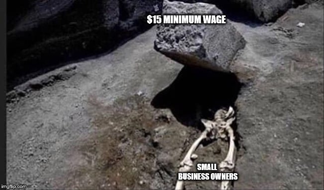 $15 MINIMUM WAGE; SMALL BUSINESS OWNERS | image tagged in politics | made w/ Imgflip meme maker
