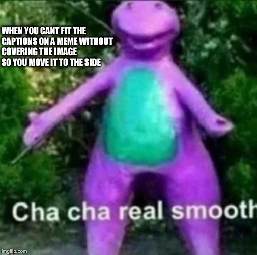 Cha Cha Real Smooth | COVERING THE IMAGE SO YOU MOVE IT TO THE SIDE; WHEN YOU CANT FIT THE CAPTIONS ON A MEME WITHOUT | image tagged in cha cha real smooth | made w/ Imgflip meme maker