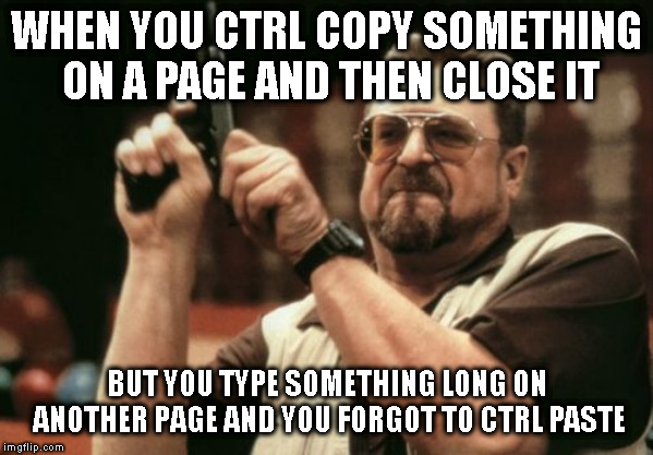 Am I The Only One Around Here Meme | WHEN YOU CTRL COPY SOMETHING ON A PAGE AND THEN CLOSE IT; BUT YOU TYPE SOMETHING LONG ON ANOTHER PAGE AND YOU FORGOT TO CTRL PASTE | image tagged in memes,am i the only one around here | made w/ Imgflip meme maker