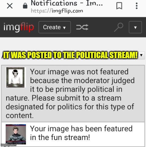 Lies | IT WAS POSTED TO THE POLITICAL STREAM! | image tagged in lies | made w/ Imgflip meme maker