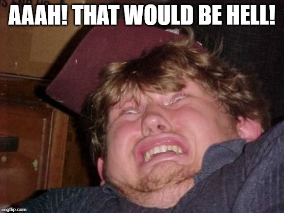 WTF Meme | AAAH! THAT WOULD BE HELL! | image tagged in memes,wtf | made w/ Imgflip meme maker