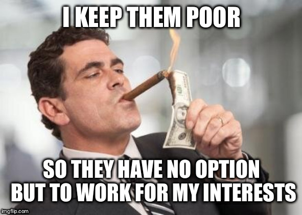Most economic elites in every country | I KEEP THEM POOR; SO THEY HAVE NO OPTION BUT TO WORK FOR MY INTERESTS | image tagged in rich guy burning money | made w/ Imgflip meme maker