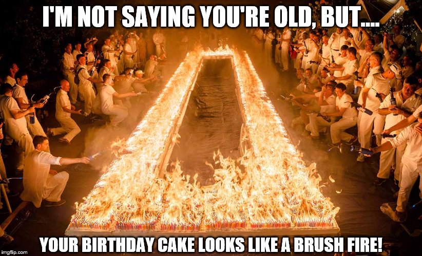 Birthday Cake | I'M NOT SAYING YOU'RE OLD, BUT.... YOUR BIRTHDAY CAKE LOOKS LIKE A BRUSH FIRE! | image tagged in happy birthday,birthday cake,birthday,happybirthday | made w/ Imgflip meme maker