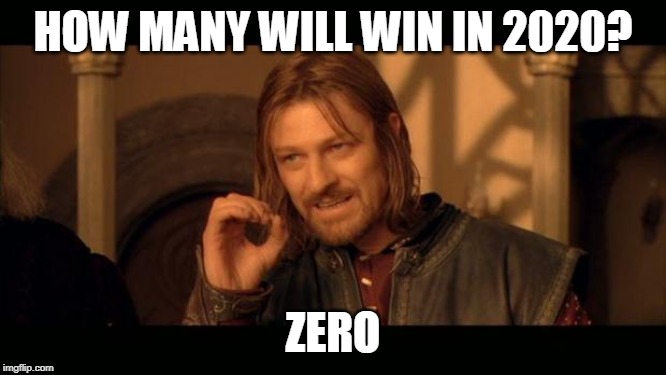 Sean Bean Lord Of The Rings | HOW MANY WILL WIN IN 2020? ZERO | image tagged in sean bean lord of the rings | made w/ Imgflip meme maker